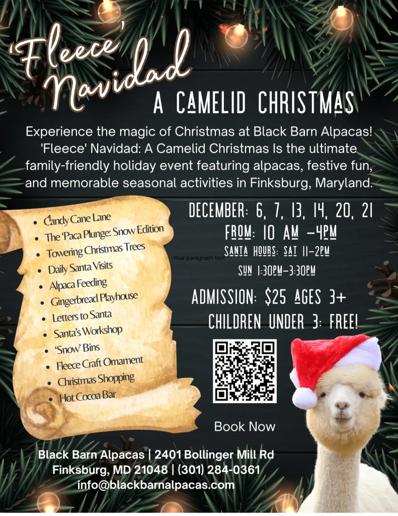 Fleece Navidad Dates Dec 6, 7, 13, 14, 20 & 21st Adults -- 25.00 Children 3-15- 25.00 Ages 2 & Under - Free