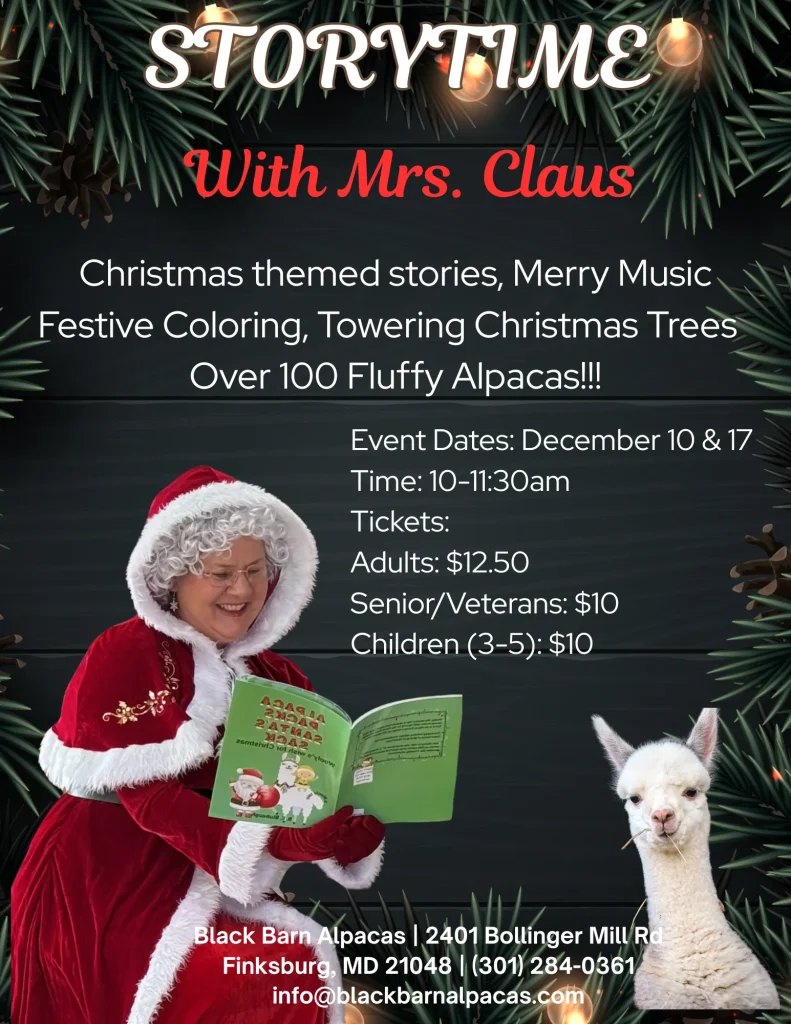 Storytime w/ Mrs. Claus - Dec 10 & 17th Tickets : Adults-12.50 Children (3-15) & Seniors (65+)- 10.00 Ages 2 & under - FREE